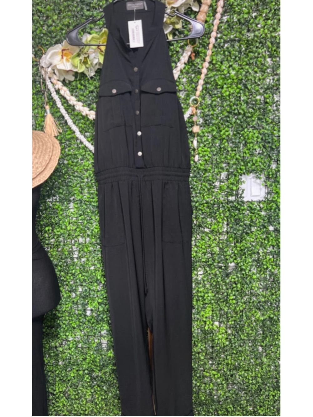 Adore Hawaii Dress Forum Black Sleeveless Utility Button Down Jumpsuit Small